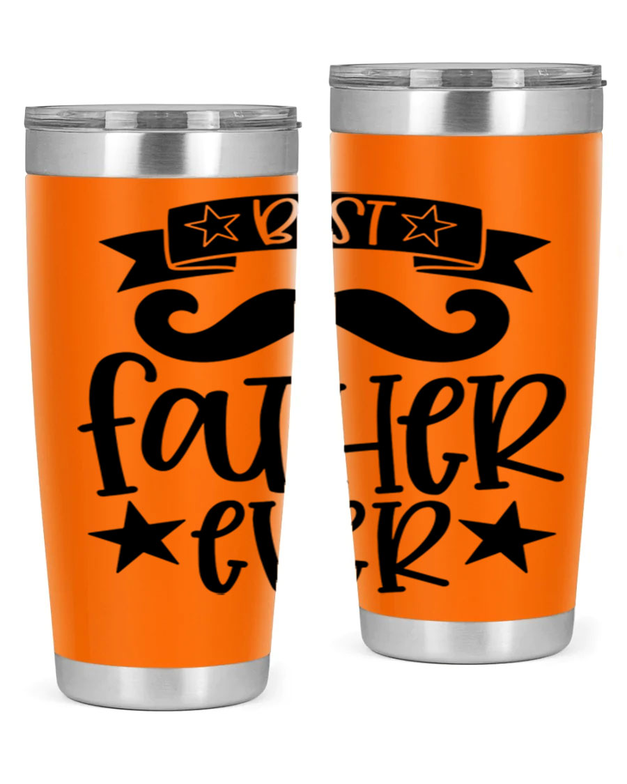 Best Father Ever Tumbler, 20oz stainless steel with copper lining, featuring a drink-thru lid, perfect for hot and cold beverages.