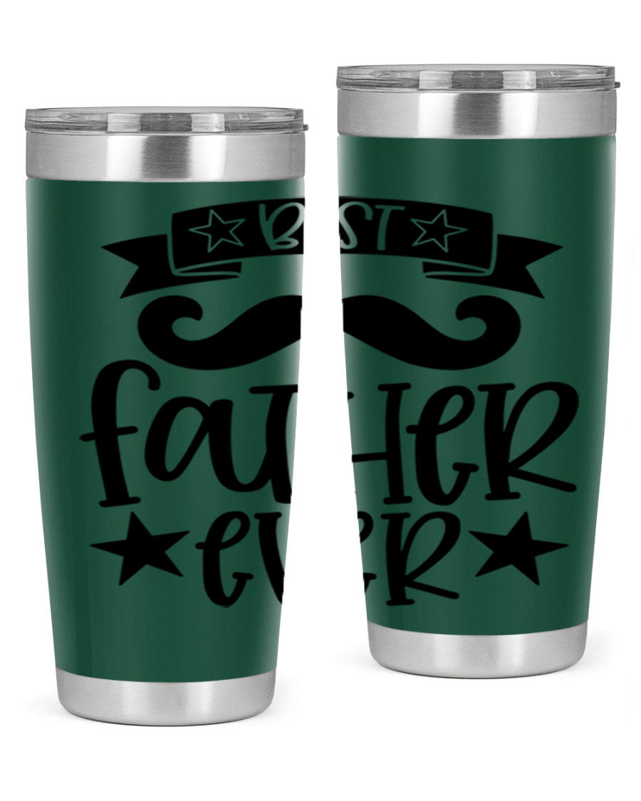 Best Father Ever Tumbler, 20oz stainless steel with copper lining, featuring a drink-thru lid, perfect for hot and cold beverages.