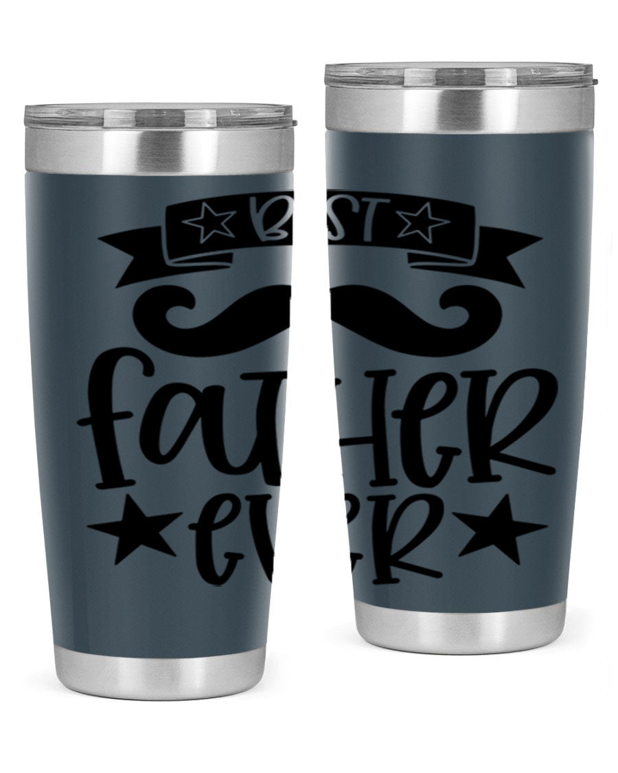 Best Father Ever Tumbler, 20oz stainless steel with copper lining, featuring a drink-thru lid, perfect for hot and cold beverages.