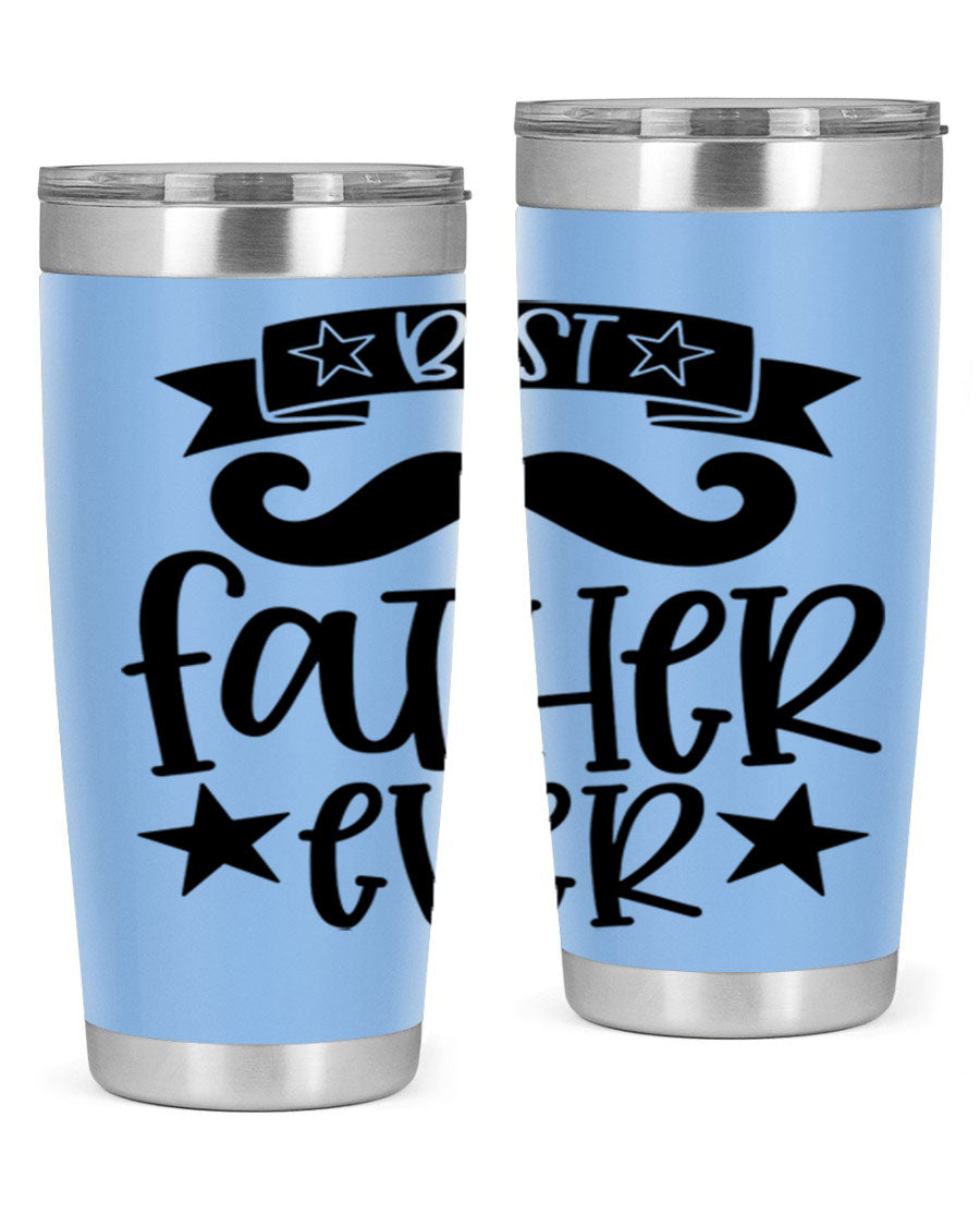 Best Father Ever Tumbler, 20oz stainless steel with copper lining, featuring a drink-thru lid, perfect for hot and cold beverages.