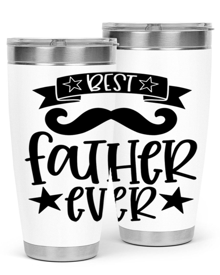 Best Father Ever Tumbler, 20oz stainless steel with copper lining, featuring a drink-thru lid, perfect for hot and cold beverages.