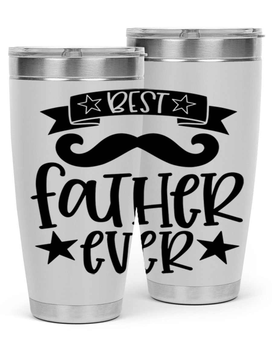 Best Father Ever Tumbler, 20oz stainless steel with copper lining, featuring a drink-thru lid, perfect for hot and cold beverages.