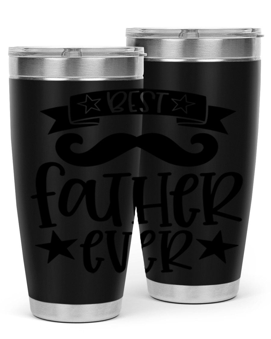 Best Father Ever Tumbler, 20oz stainless steel with copper lining, featuring a drink-thru lid, perfect for hot and cold beverages.