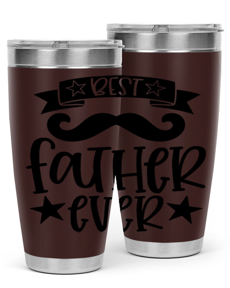 Best Father Ever Tumbler, 20oz stainless steel with copper lining, featuring a drink-thru lid, perfect for hot and cold beverages.