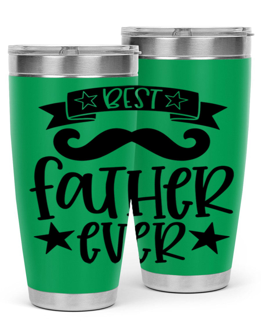 Best Father Ever Tumbler, 20oz stainless steel with copper lining, featuring a drink-thru lid, perfect for hot and cold beverages.