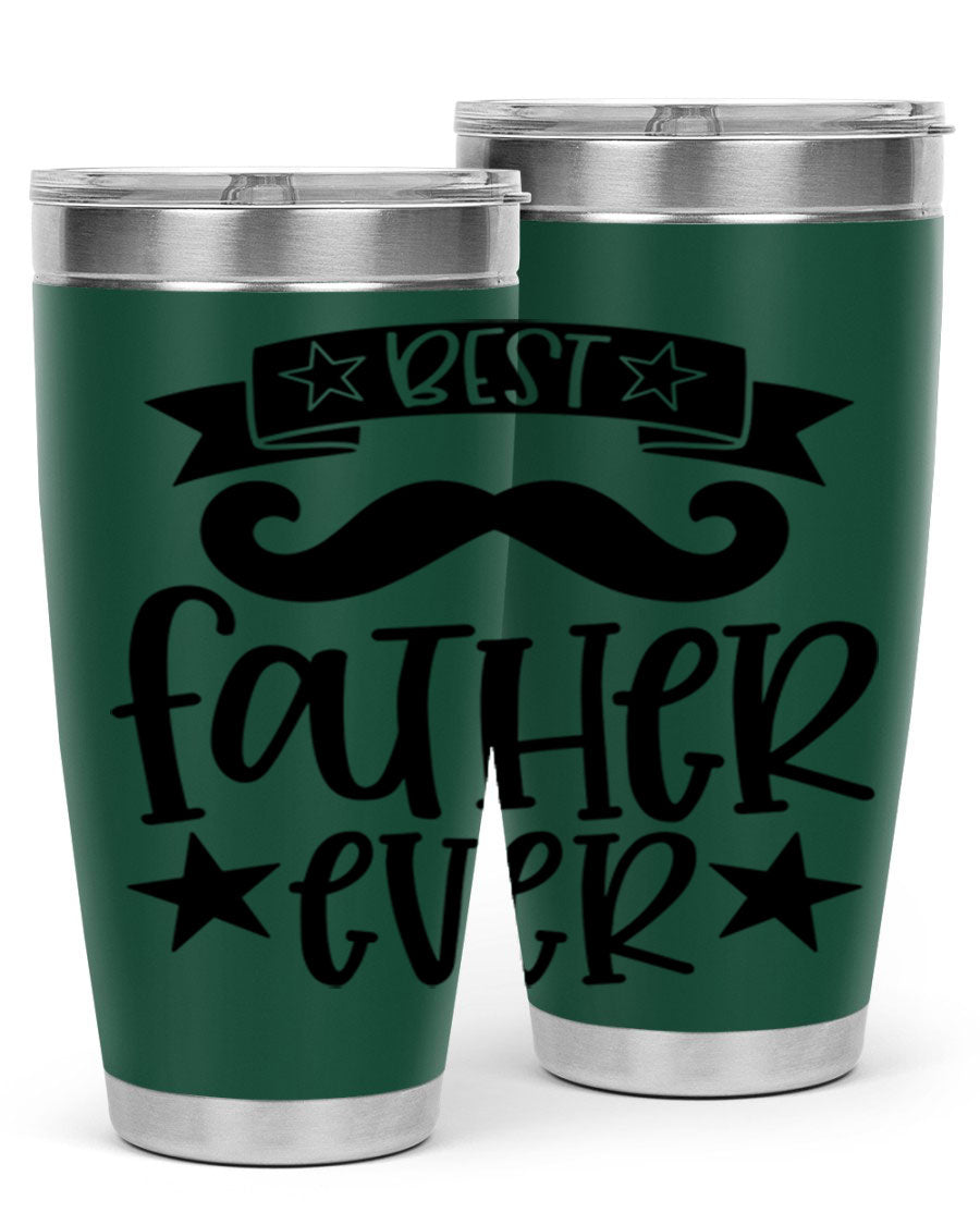 Best Father Ever Tumbler, 20oz stainless steel with copper lining, featuring a drink-thru lid, perfect for hot and cold beverages.