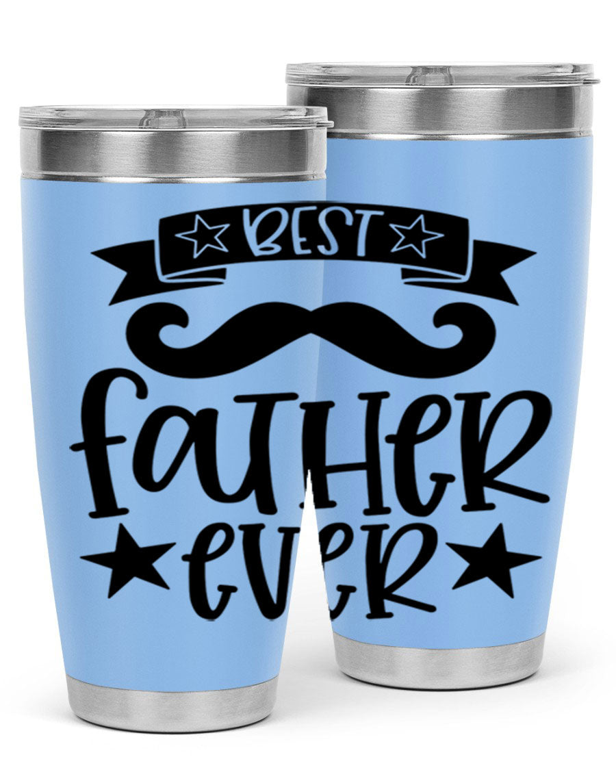 Best Father Ever Tumbler, 20oz stainless steel with copper lining, featuring a drink-thru lid, perfect for hot and cold beverages.