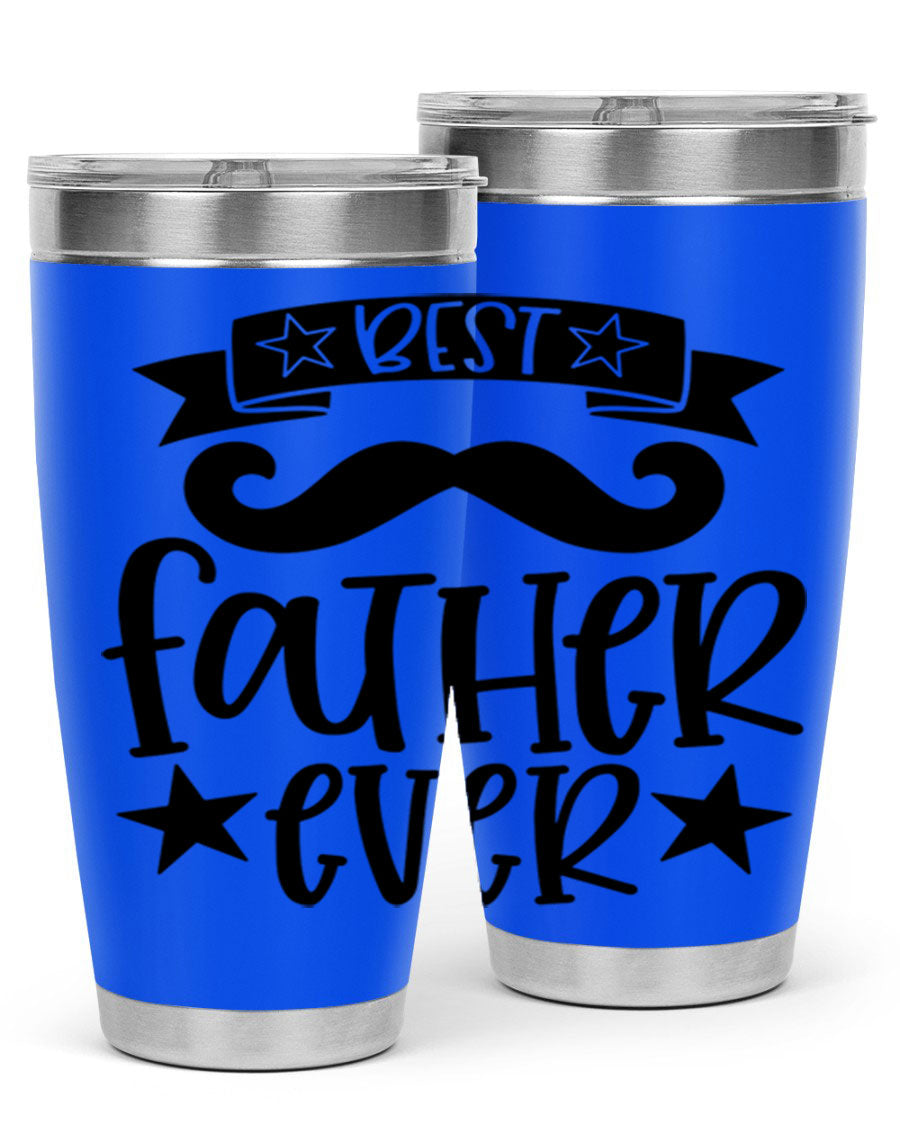 Best Father Ever Tumbler, 20oz stainless steel with copper lining, featuring a drink-thru lid, perfect for hot and cold beverages.