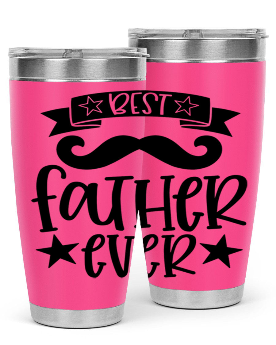 Best Father Ever Tumbler, 20oz stainless steel with copper lining, featuring a drink-thru lid, perfect for hot and cold beverages.