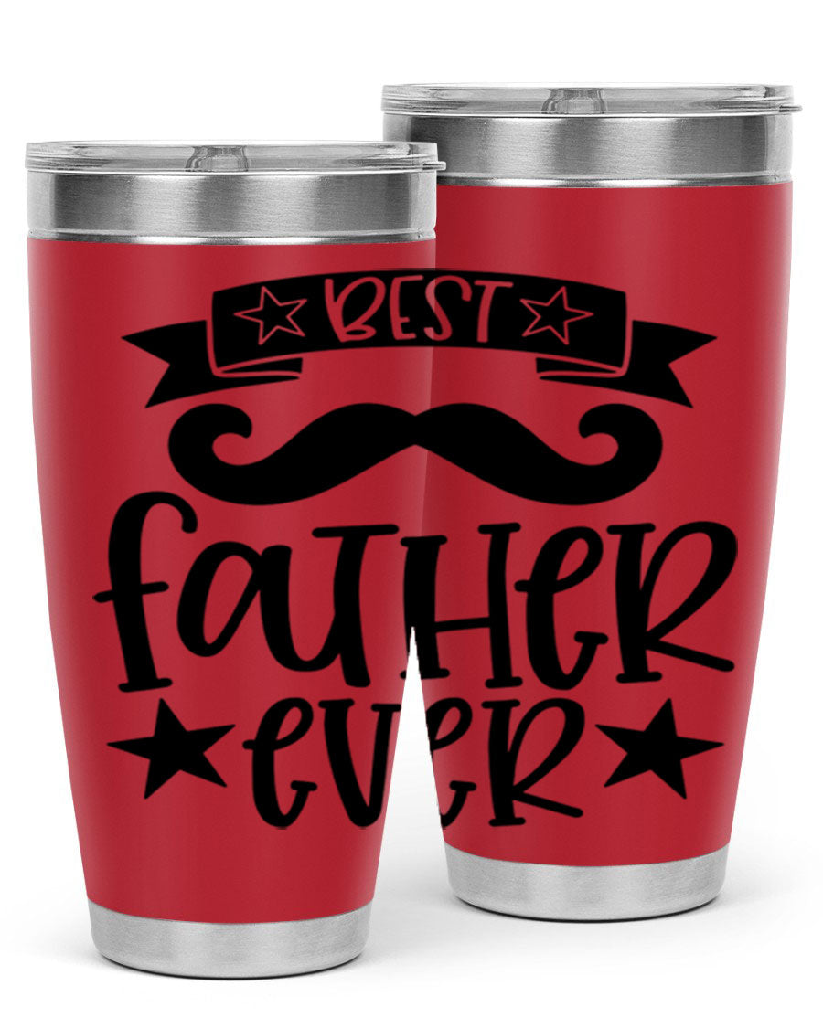 Best Father Ever Tumbler, 20oz stainless steel with copper lining, featuring a drink-thru lid, perfect for hot and cold beverages.