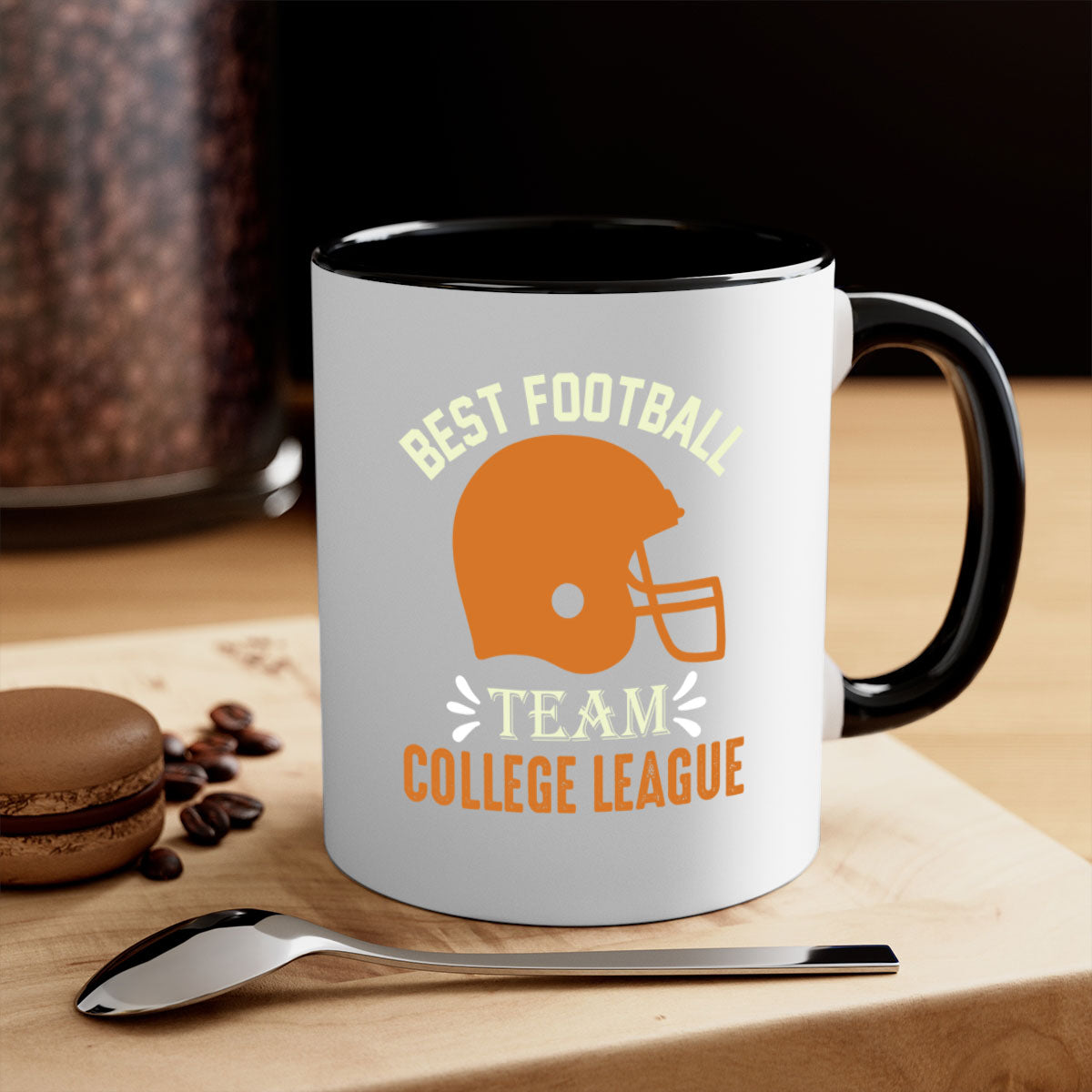 Best football 1421# Mug featuring a glossy finish, colored handle, and interior, available in multiple colors and sizes.