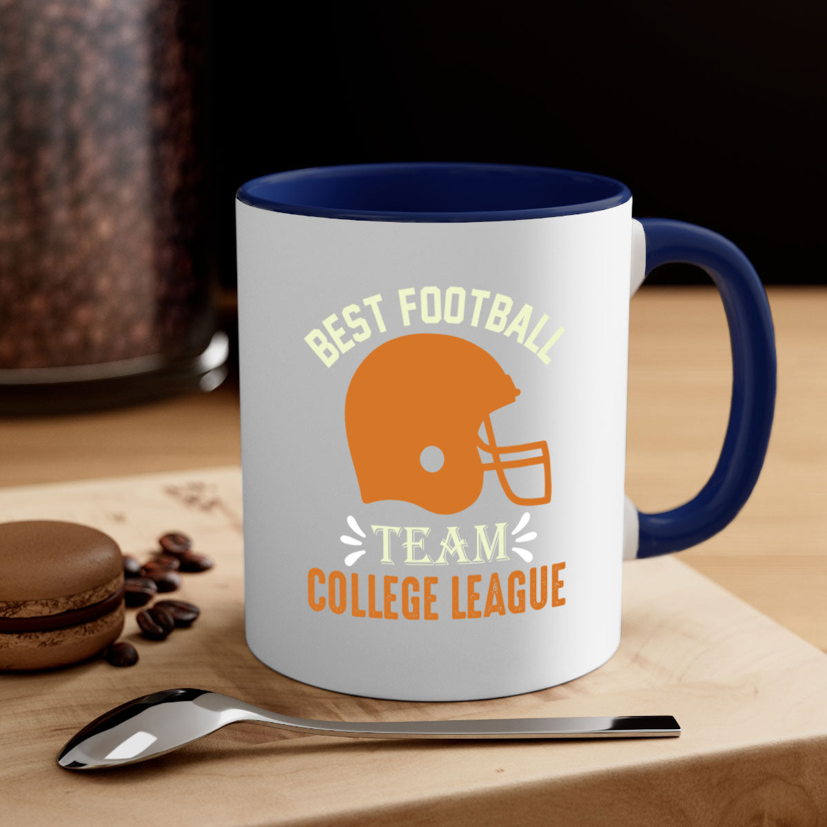 Best football 1421# Mug featuring a glossy finish, colored handle, and interior, available in multiple colors and sizes.