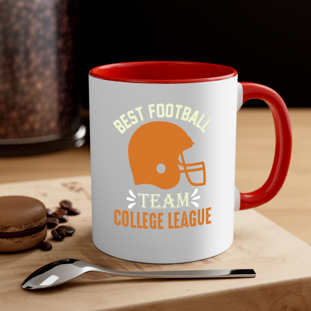 Best football 1421# Mug featuring a glossy finish, colored handle, and interior, available in multiple colors and sizes.