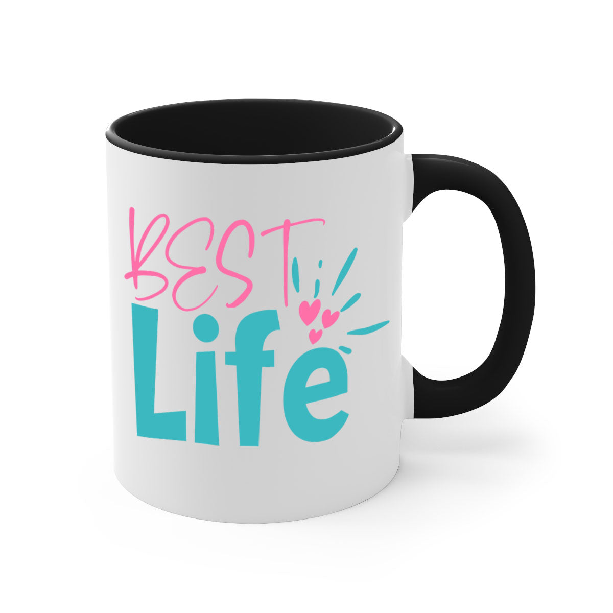 Best life 355# Mug with colorful handle and glossy finish, available in multiple colors and sizes.