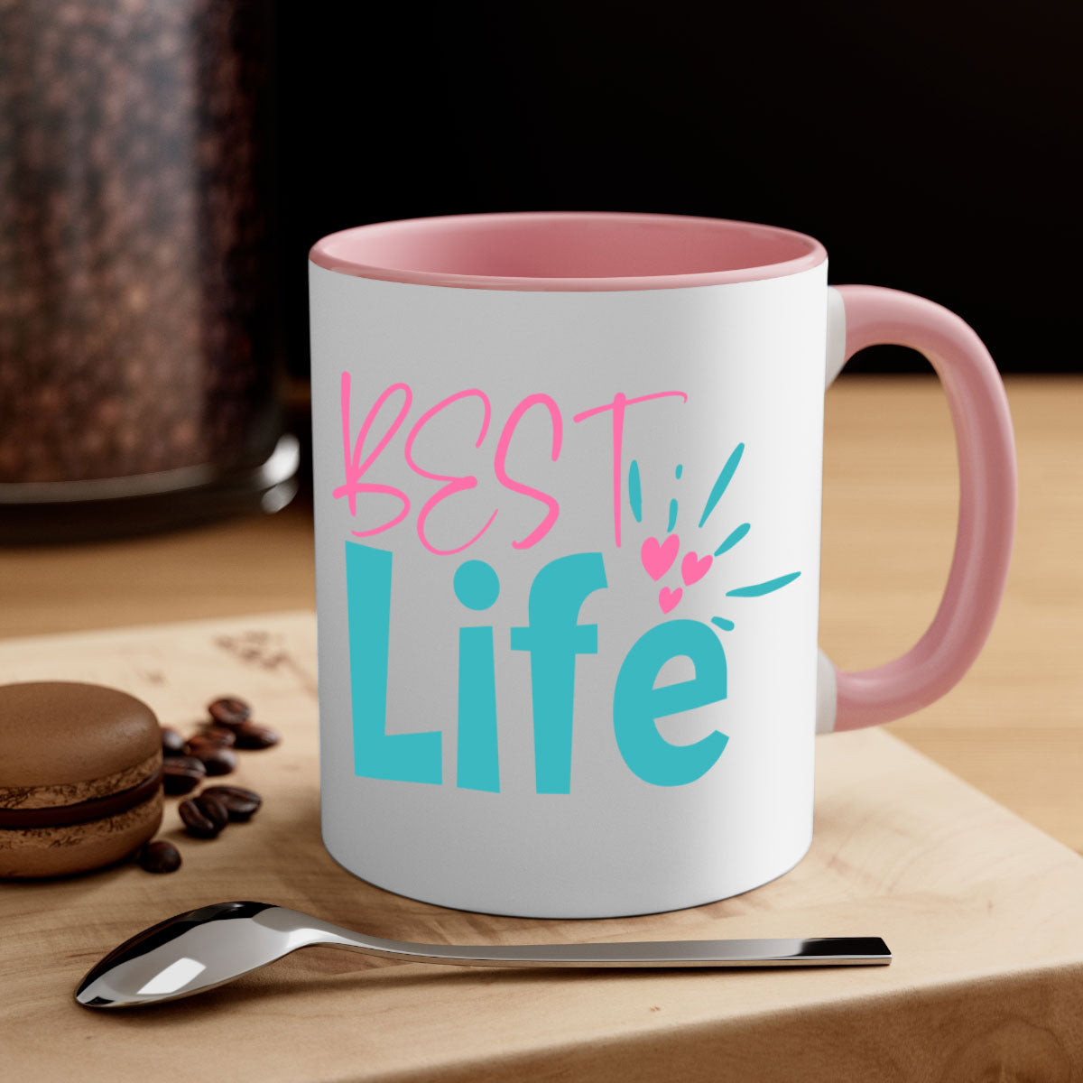 Best life 355# Mug with colorful handle and glossy finish, available in multiple colors and sizes.