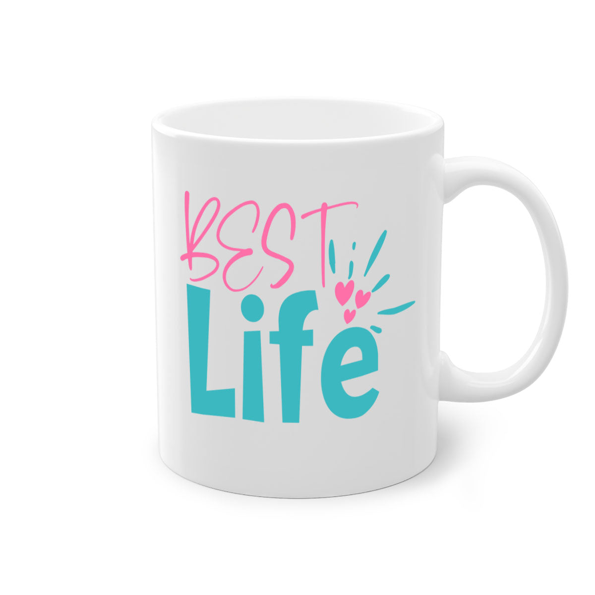 Best life 355# Mug with colorful handle and glossy finish, available in multiple colors and sizes.