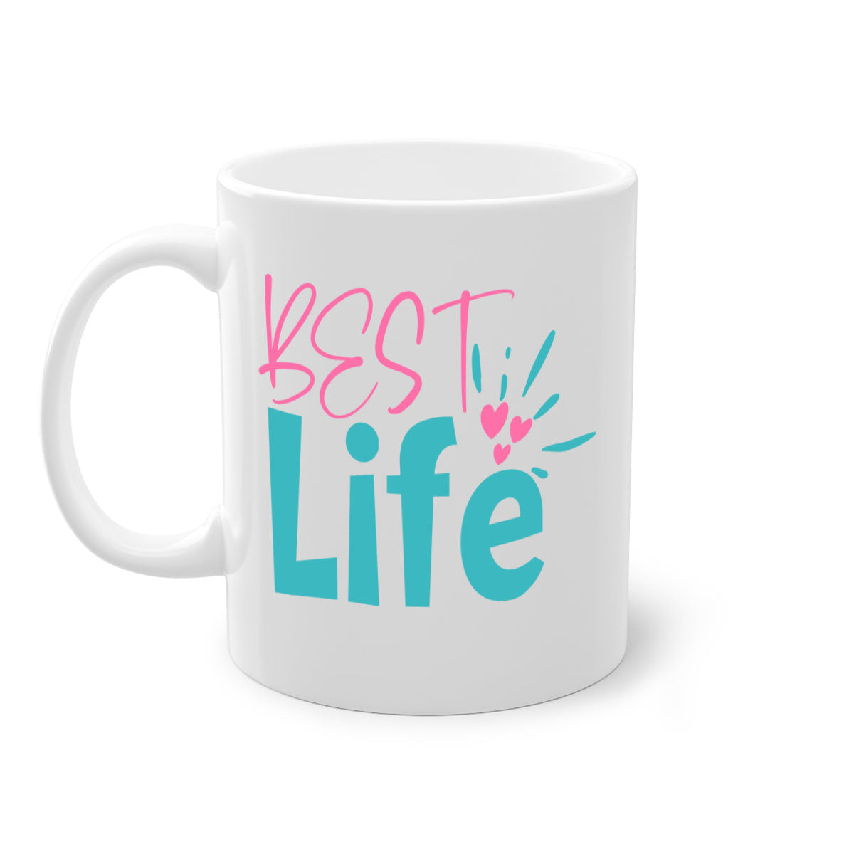 Best life 355# Mug with colorful handle and glossy finish, available in multiple colors and sizes.