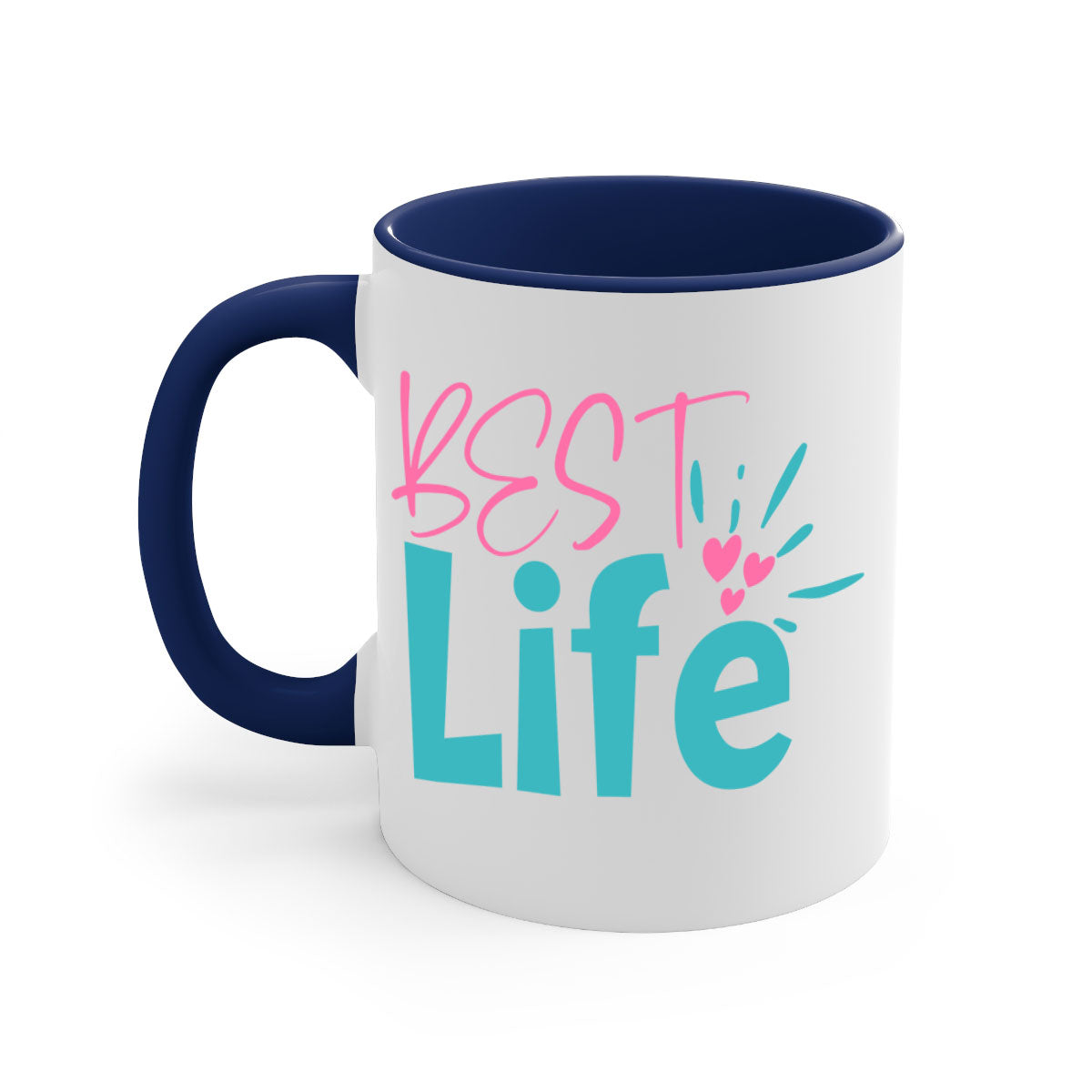 Best life 355# Mug with colorful handle and glossy finish, available in multiple colors and sizes.