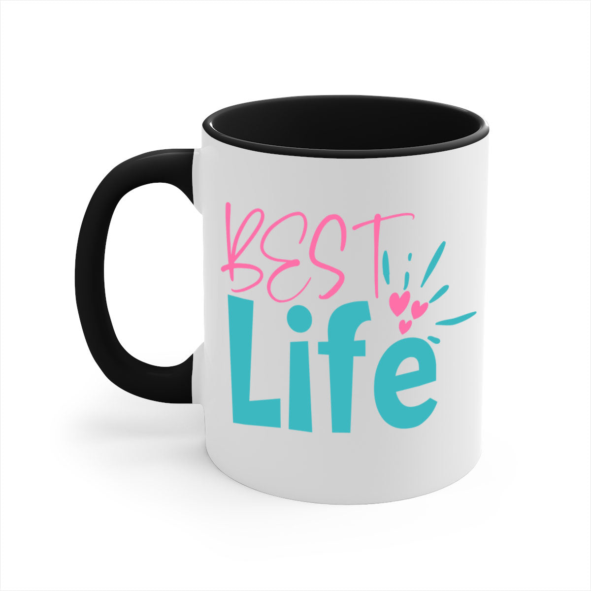 Best life 355# Mug with colorful handle and glossy finish, available in multiple colors and sizes.