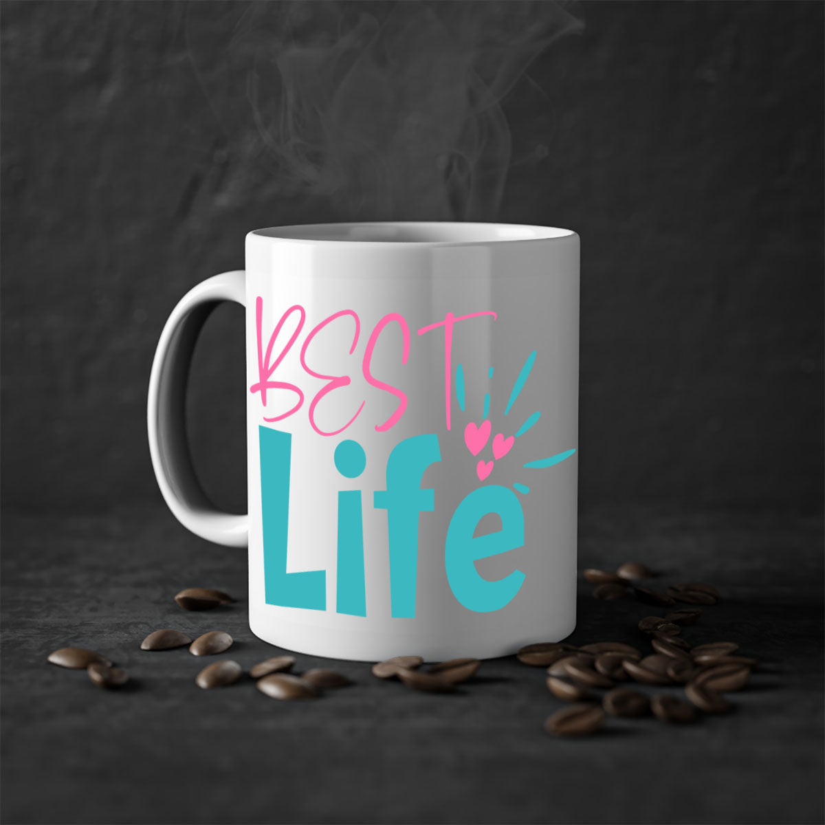 Best life 355# Mug with colorful handle and glossy finish, available in multiple colors and sizes.