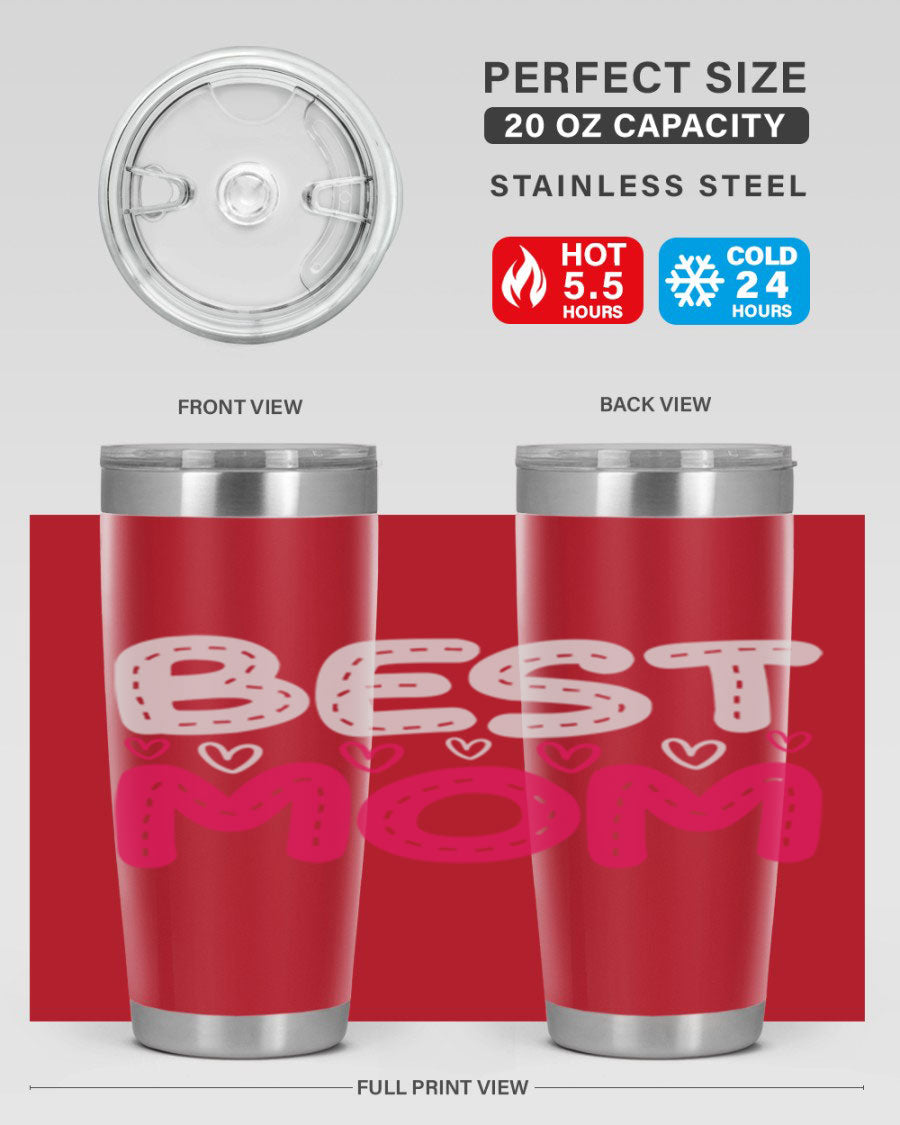 Best Mom 202# tumbler, double wall vacuum stainless steel with a stylish design, perfect for hot and cold beverages.