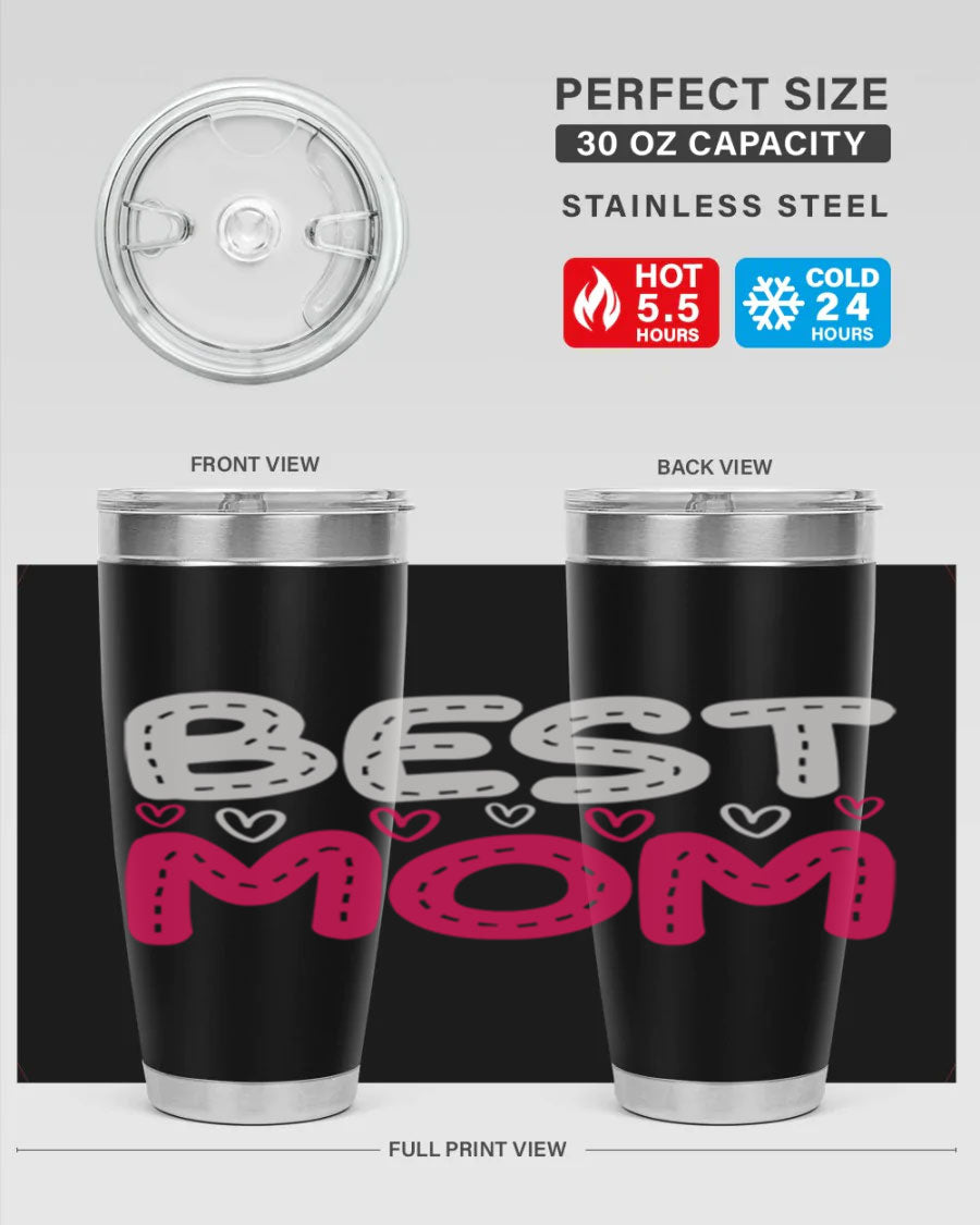 Best Mom 202# tumbler, double wall vacuum stainless steel with a stylish design, perfect for hot and cold beverages.