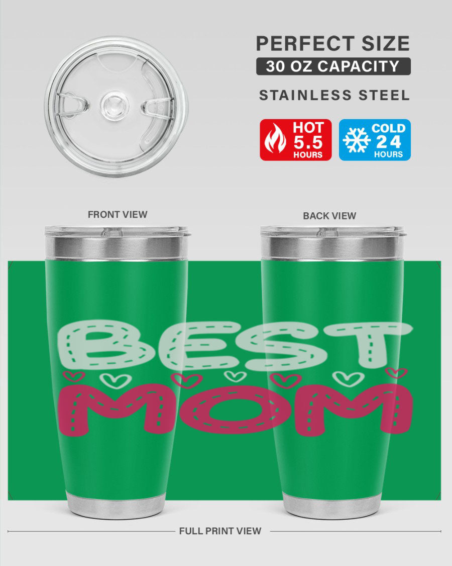 Best Mom 202# tumbler, double wall vacuum stainless steel with a stylish design, perfect for hot and cold beverages.