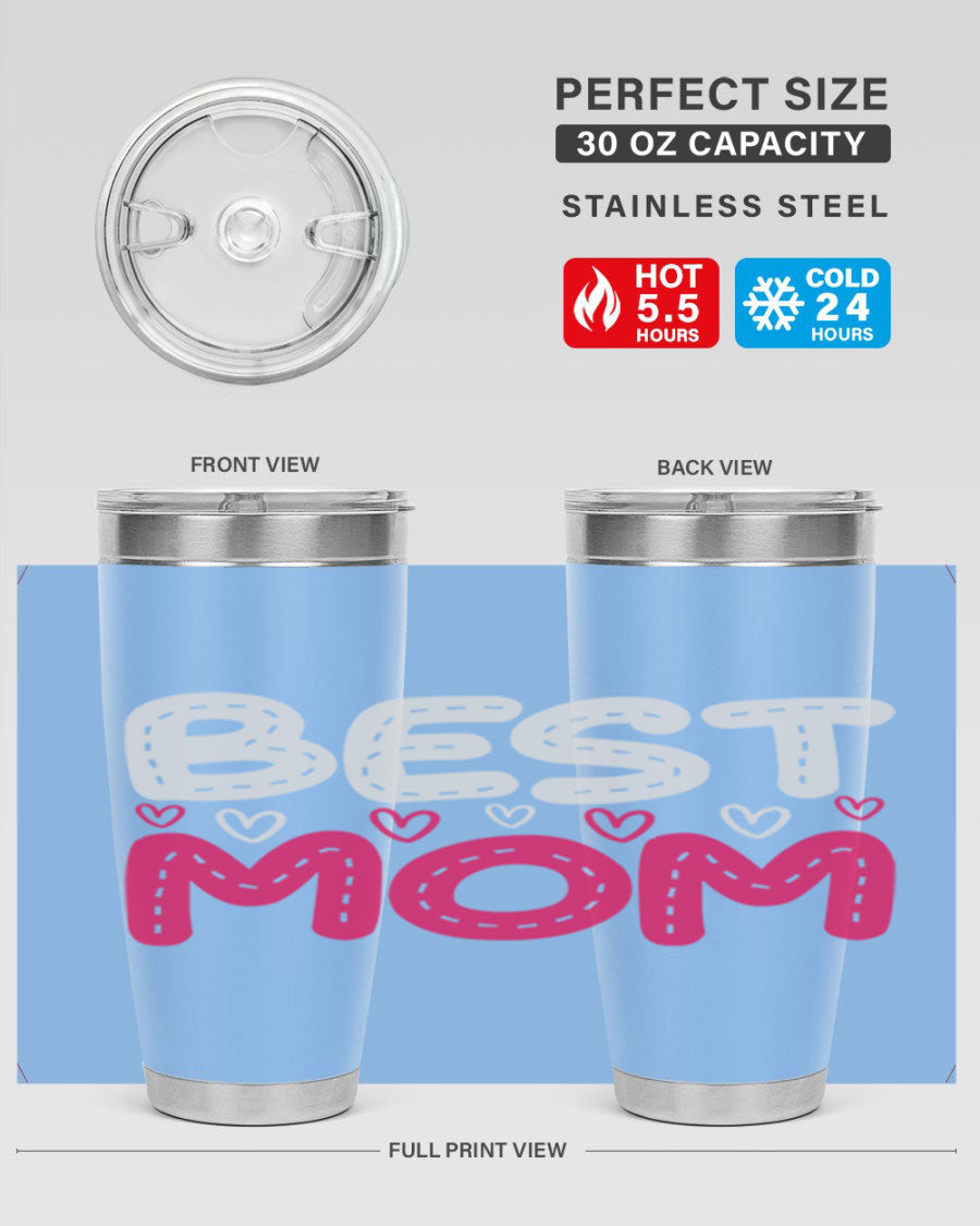 Best Mom 202# tumbler, double wall vacuum stainless steel with a stylish design, perfect for hot and cold beverages.