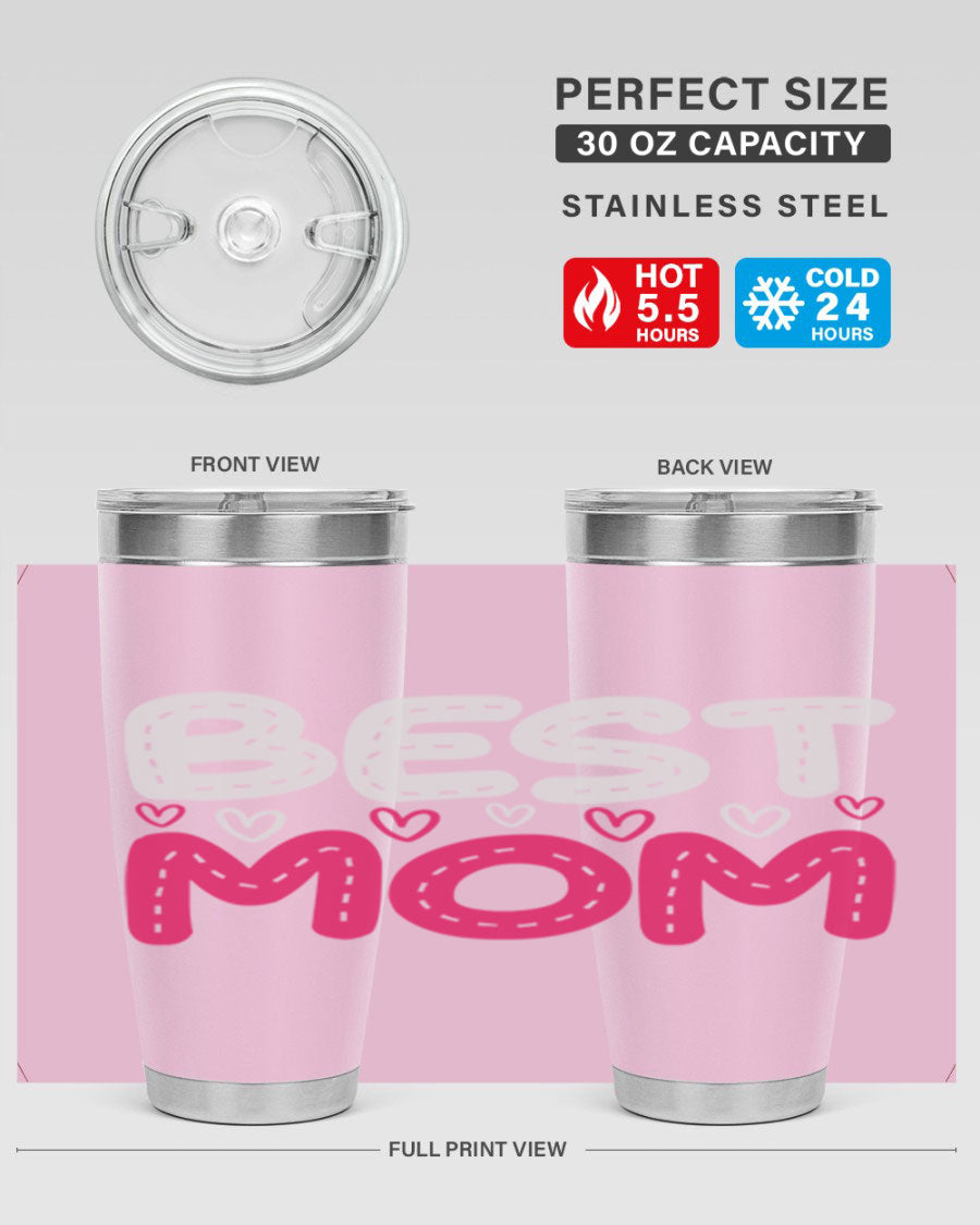 Best Mom 202# tumbler, double wall vacuum stainless steel with a stylish design, perfect for hot and cold beverages.