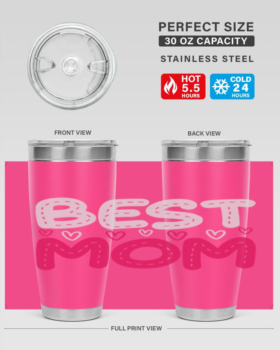 Best Mom 202# tumbler, double wall vacuum stainless steel with a stylish design, perfect for hot and cold beverages.