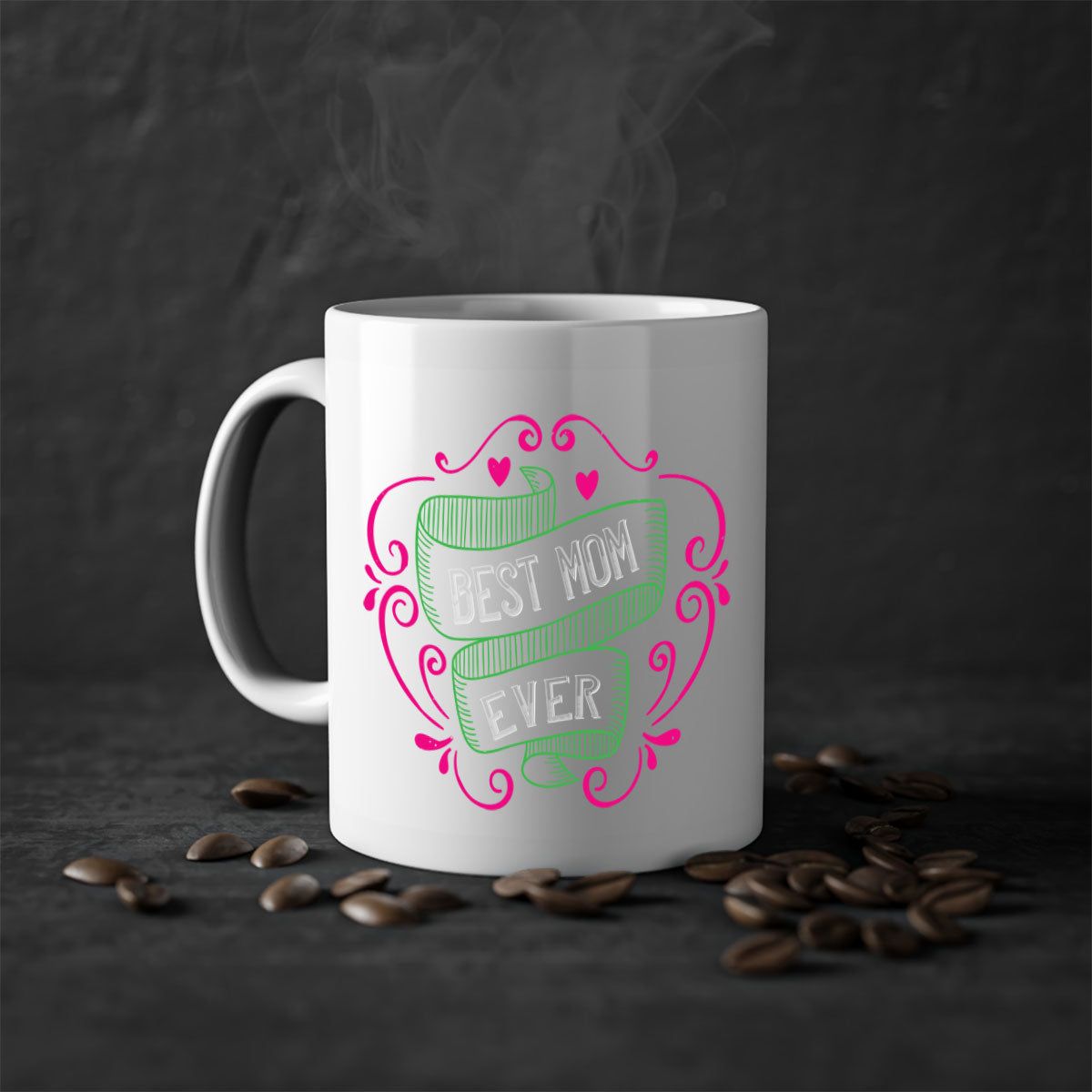 Best Mom Ever 207# Mug with colorful handle and glossy finish, available in multiple colors and sizes.