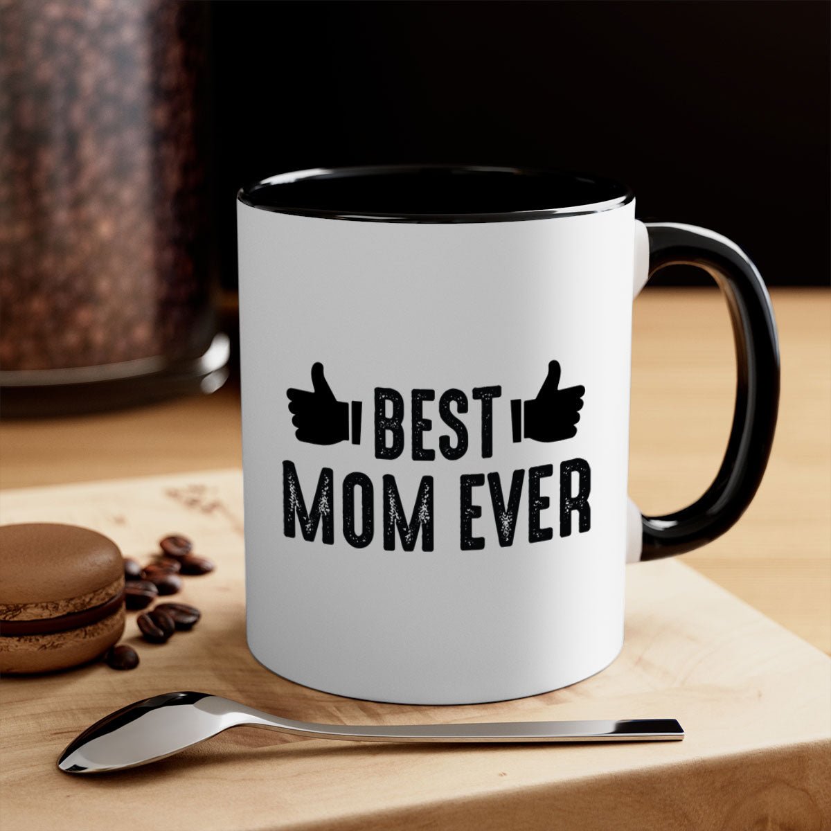 Best Mom Ever 208# Mug with colorful handle and glossy finish, available in multiple colors and sizes.