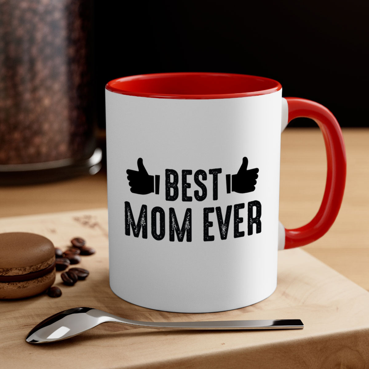 Best Mom Ever 208# Mug with colorful handle and glossy finish, available in multiple colors and sizes.