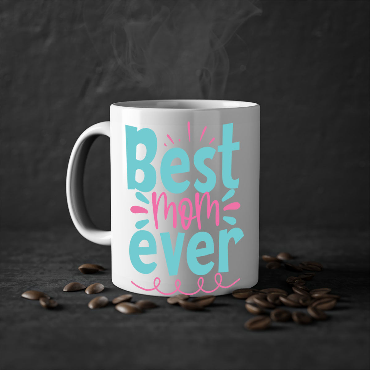 Best Mom Ever 274# Mug with colorful handle and glossy finish, available in multiple colors and sizes.