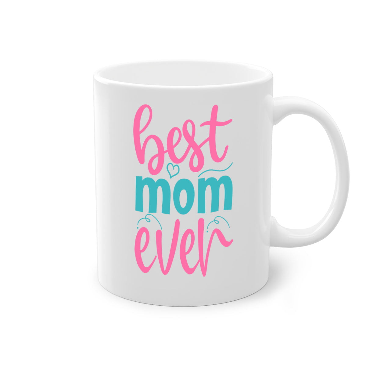 Best Mom Ever 275# Mug with colorful handle and glossy finish, available in multiple colors and sizes.