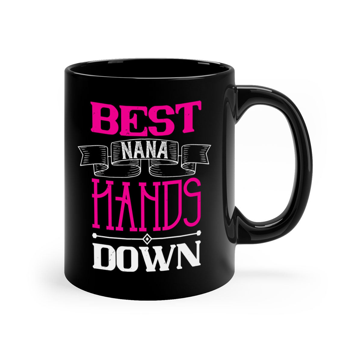 Best nana hands down 35# mug with colorful handle and glossy finish, available in multiple colors and sizes.