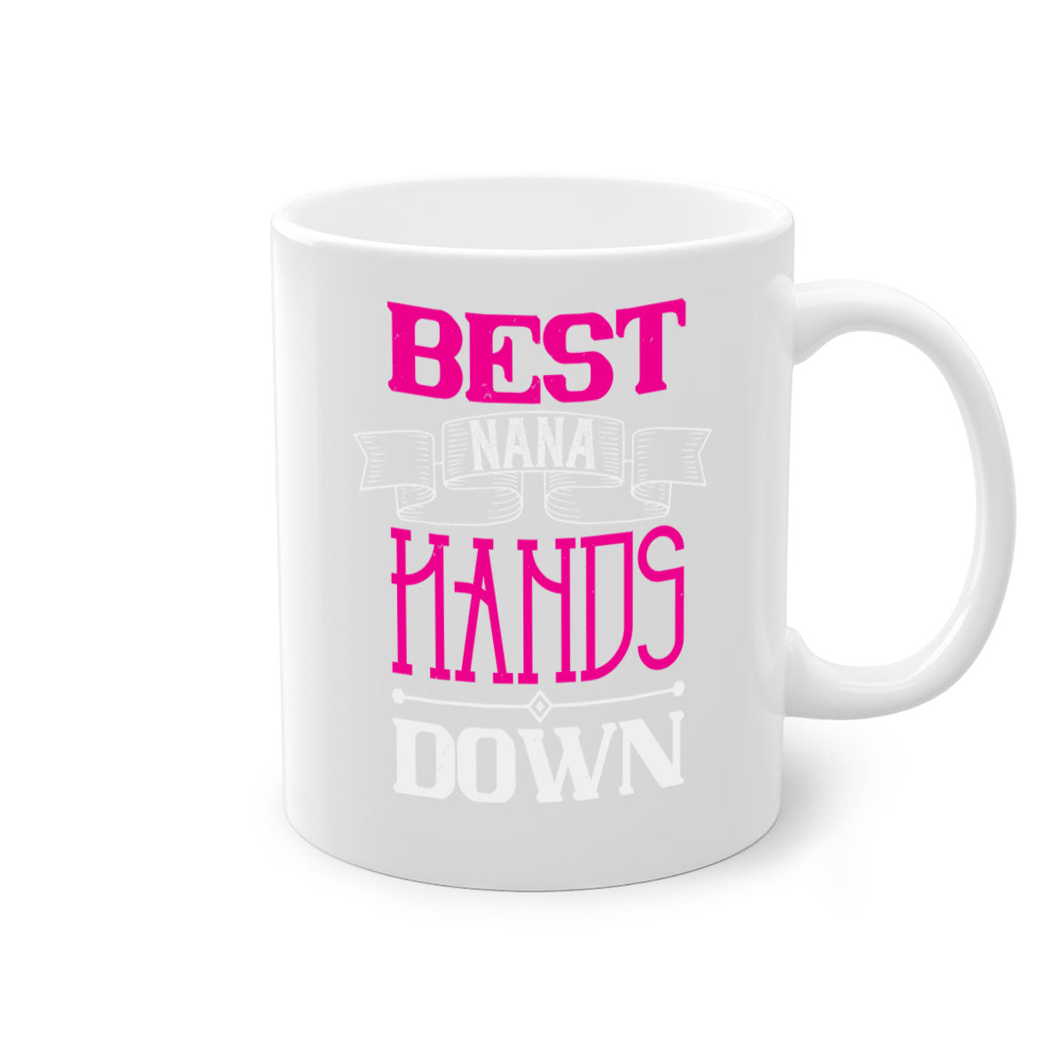 Best nana hands down 35# mug with colorful handle and glossy finish, available in multiple colors and sizes.