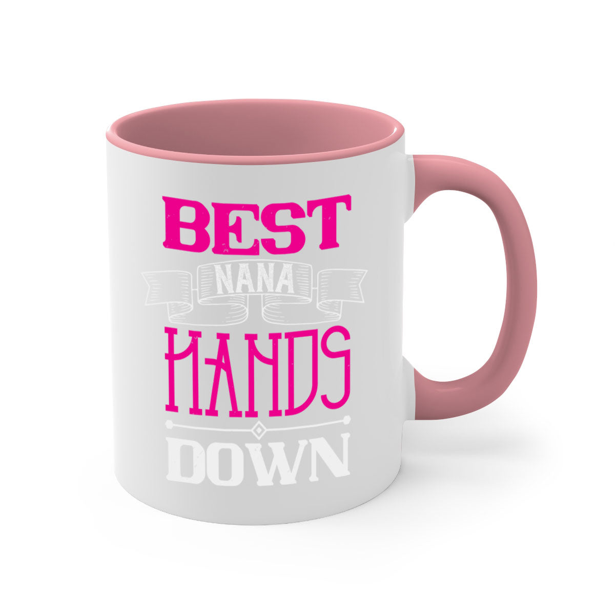 Best nana hands down 35# mug with colorful handle and glossy finish, available in multiple colors and sizes.