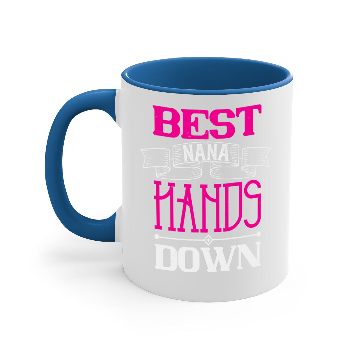 Best nana hands down 35# mug with colorful handle and glossy finish, available in multiple colors and sizes.