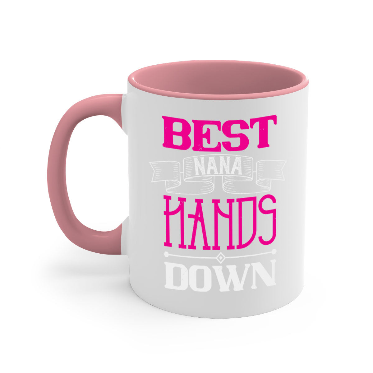 Best nana hands down 35# mug with colorful handle and glossy finish, available in multiple colors and sizes.