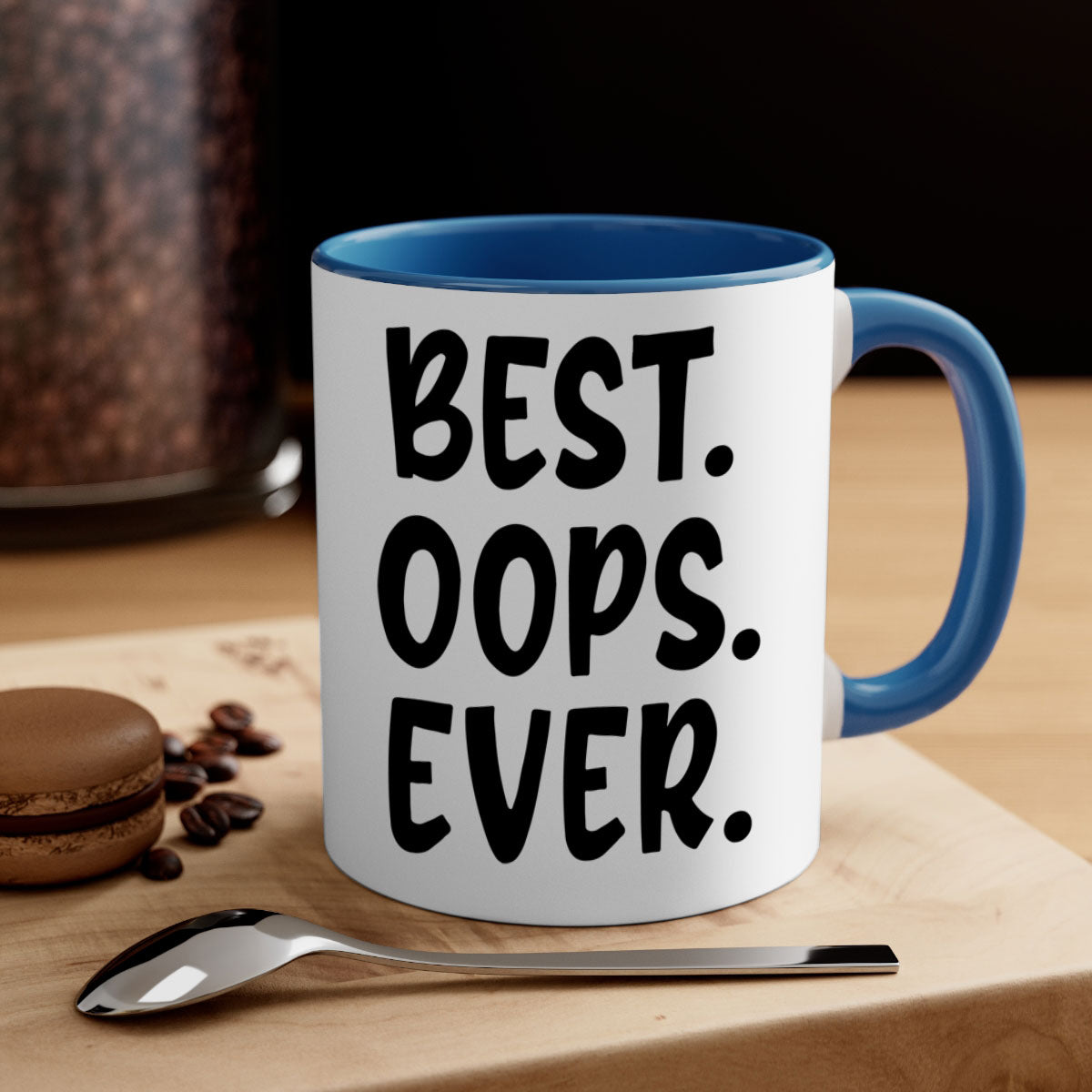 Best Oops Ever Style 279# Mug in five vibrant colors with a glossy finish and easy-grip handle.