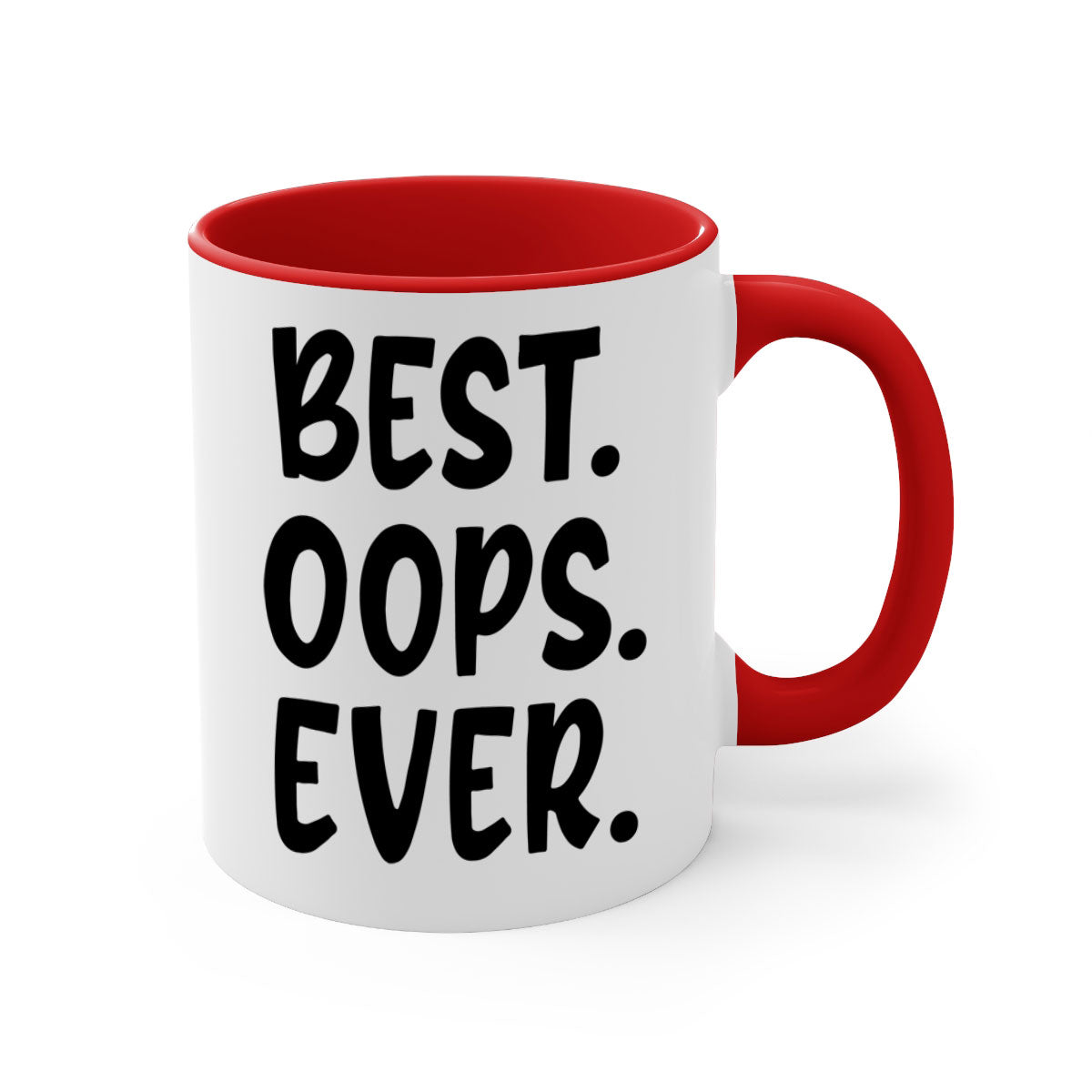 Best Oops Ever Style 279# Mug in five vibrant colors with a glossy finish and easy-grip handle.