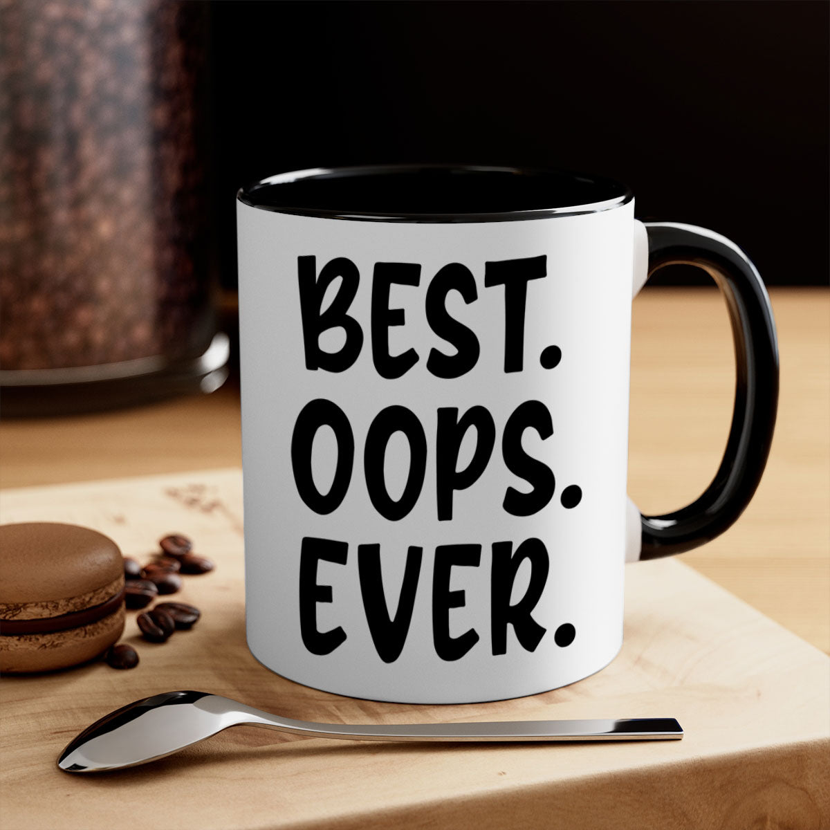 Best Oops Ever Style 279# Mug in five vibrant colors with a glossy finish and easy-grip handle.