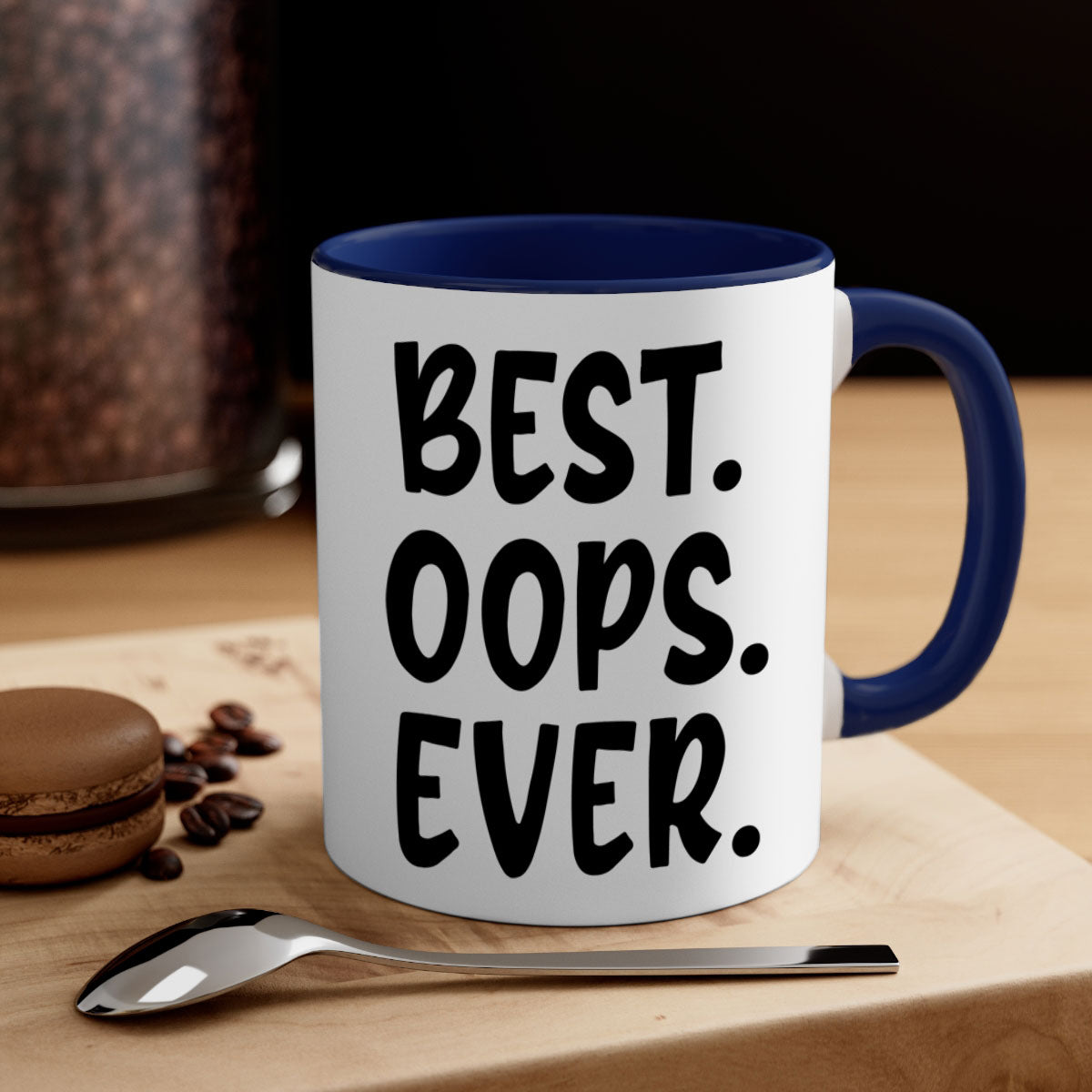 Best Oops Ever Style 279# Mug in five vibrant colors with a glossy finish and easy-grip handle.