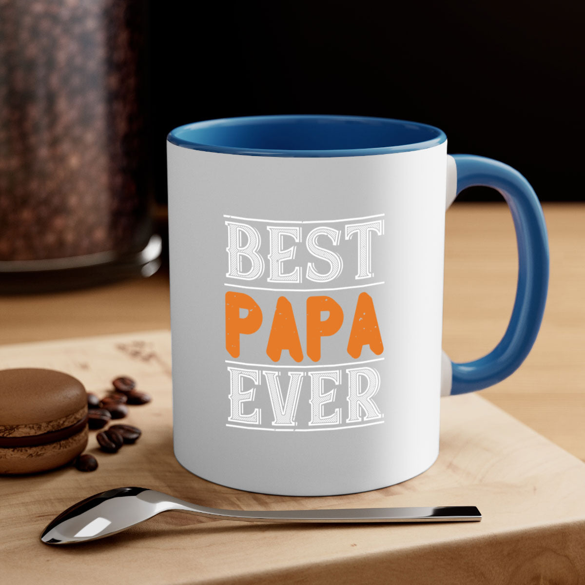 Best Papa Ever 47# Mug featuring a glossy finish and colorful handle, perfect for coffee or tea.