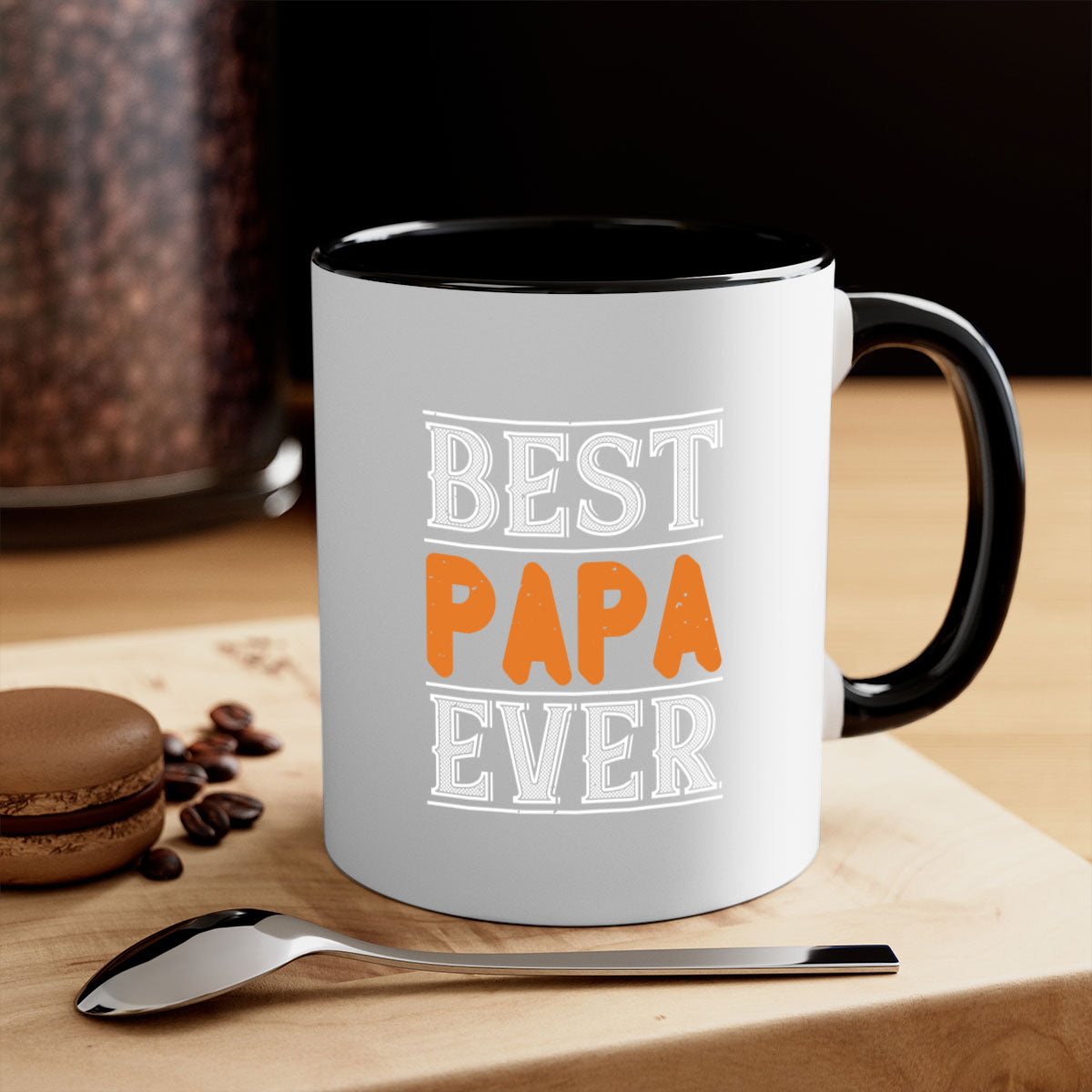 Best Papa Ever 47# Mug featuring a glossy finish and colorful handle, perfect for coffee or tea.