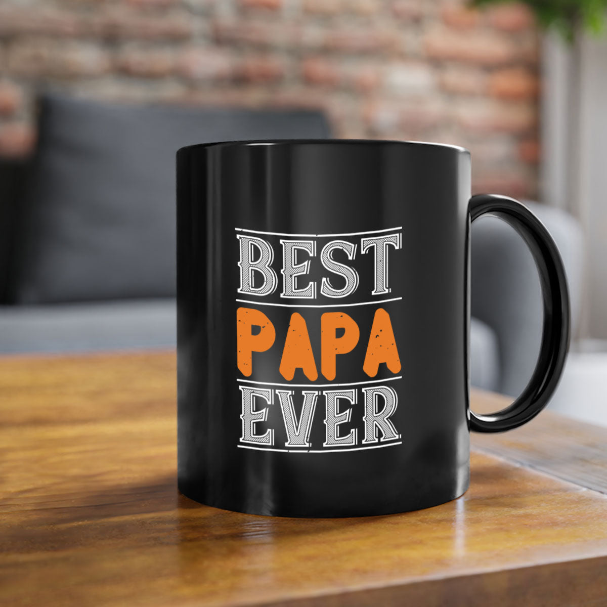 Best Papa Ever 47# Mug featuring a glossy finish and colorful handle, perfect for coffee or tea.