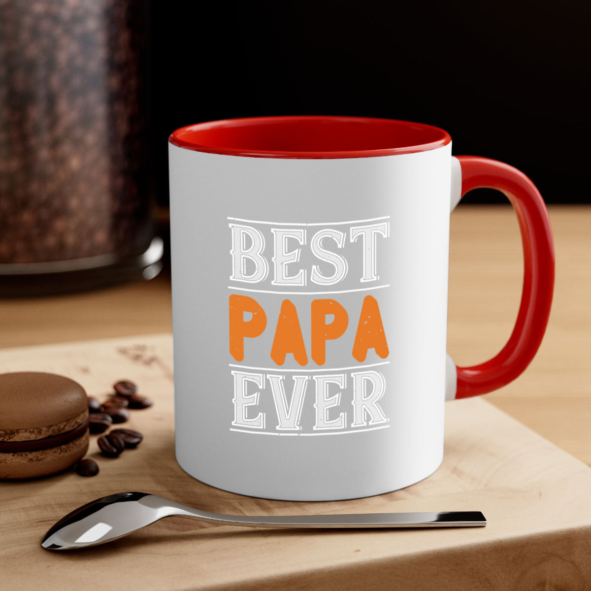 Best Papa Ever 47# Mug featuring a glossy finish and colorful handle, perfect for coffee or tea.