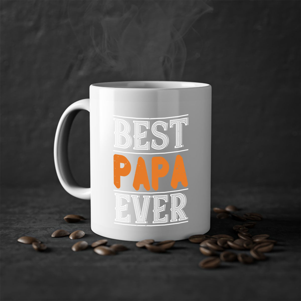 Best Papa Ever 47# Mug featuring a glossy finish and colorful handle, perfect for coffee or tea.