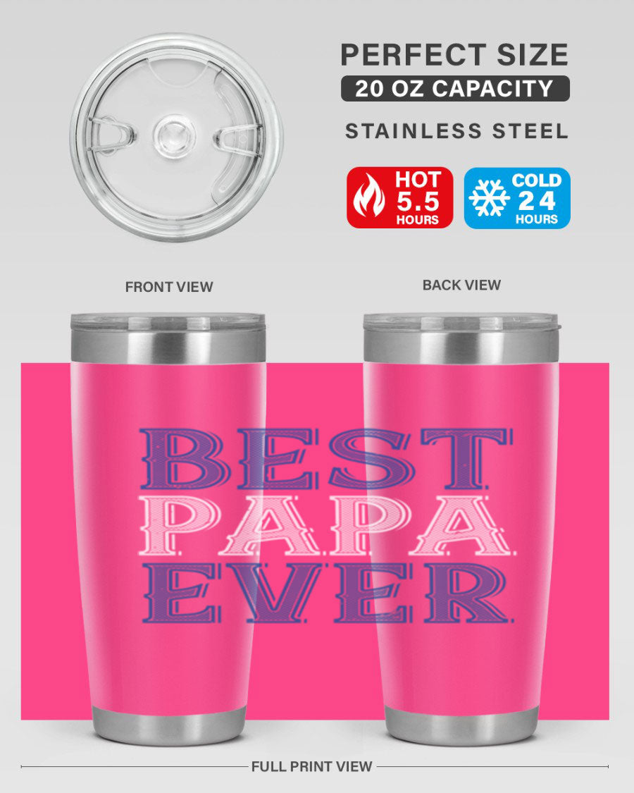 Best Papa Ever 48# Tumbler, a stylish stainless steel drinkware with double wall vacuum insulation, perfect for hot and cold beverages.